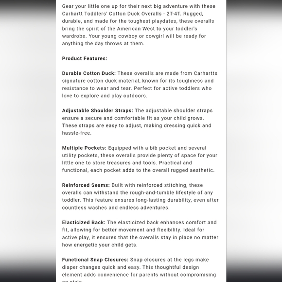 Carhartt Kids Brown Overalls - Picture 13 of 13